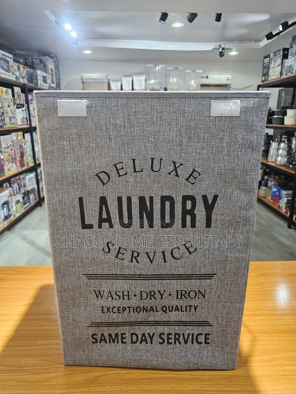 Deluxe Foldable Fabric Laundry Hamper With Lid – ( Grey Brown)