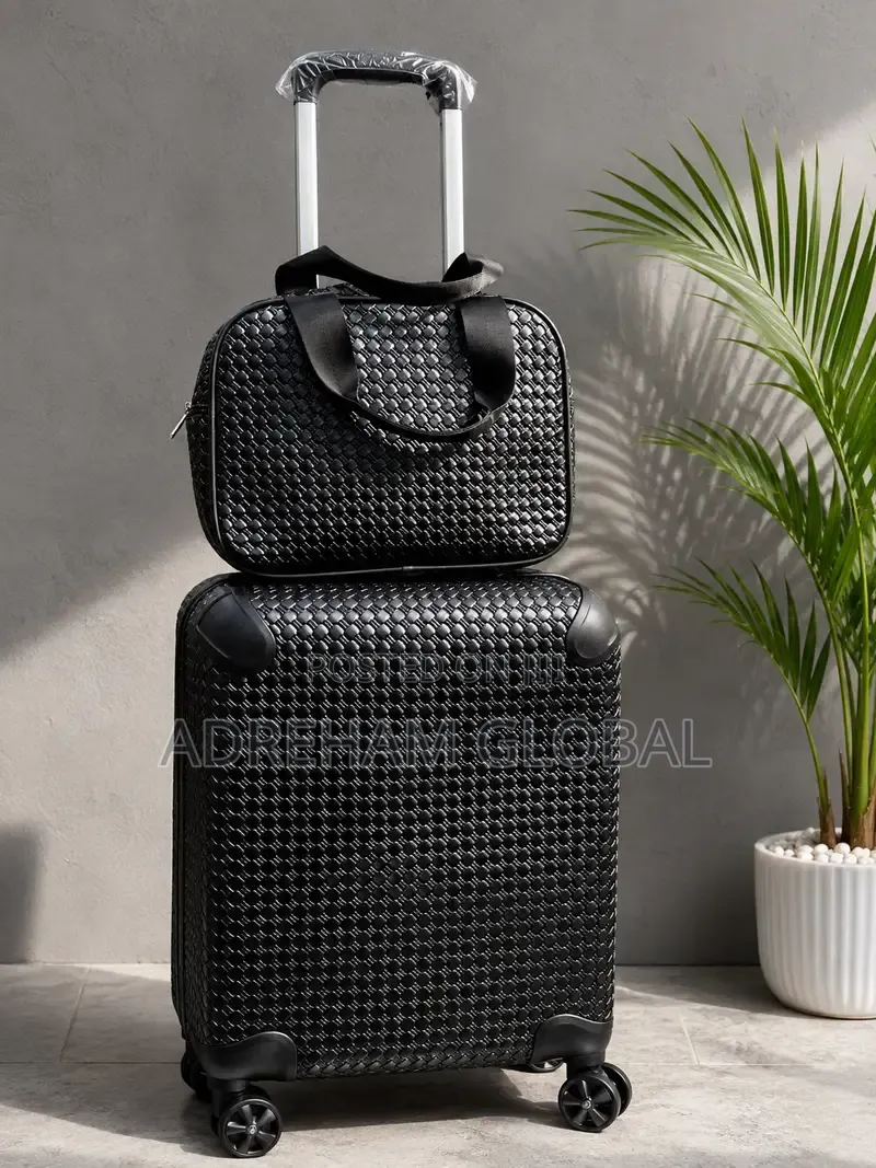 2in1 Black Premium Luxury Woven Quality Strong Iron Rod Luggage Bag
