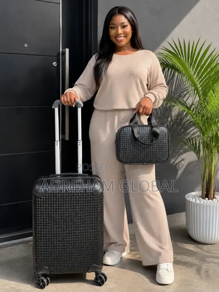 2in1 Black Premium Luxury Woven Quality Strong Iron Rod Luggage Bag