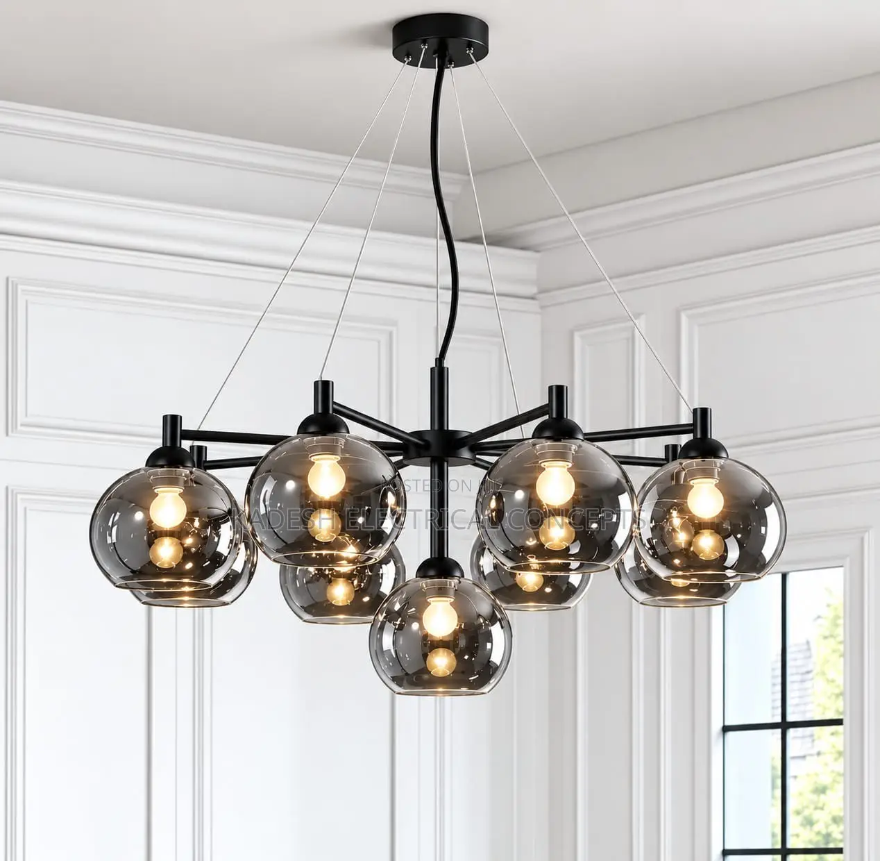 Modern Smoke Grey/Amber Multi Head Glass Cover Chandelier
