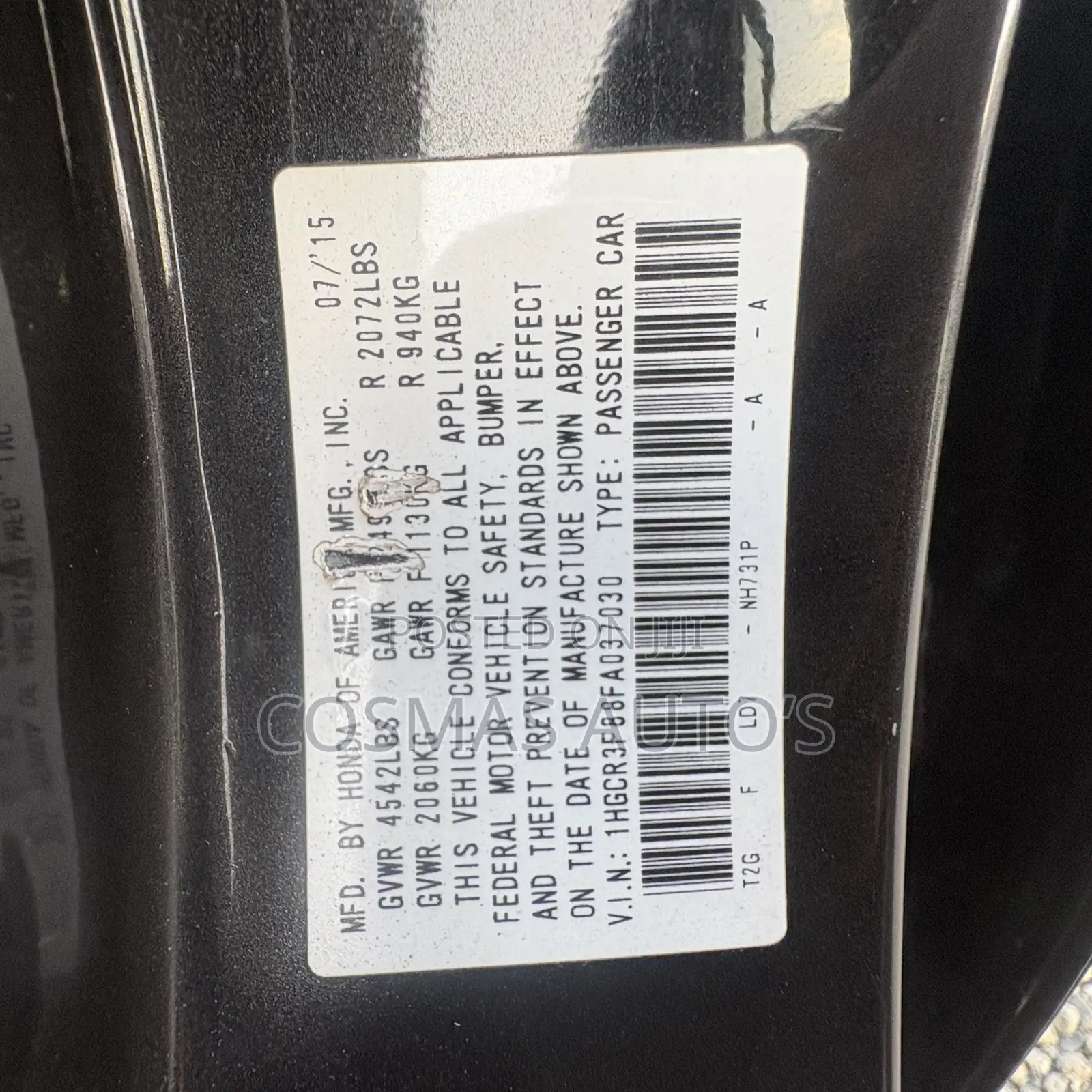 Honda Accord Sport 4dr Sedan (2.4L 4cyl 6M) 2015 Black