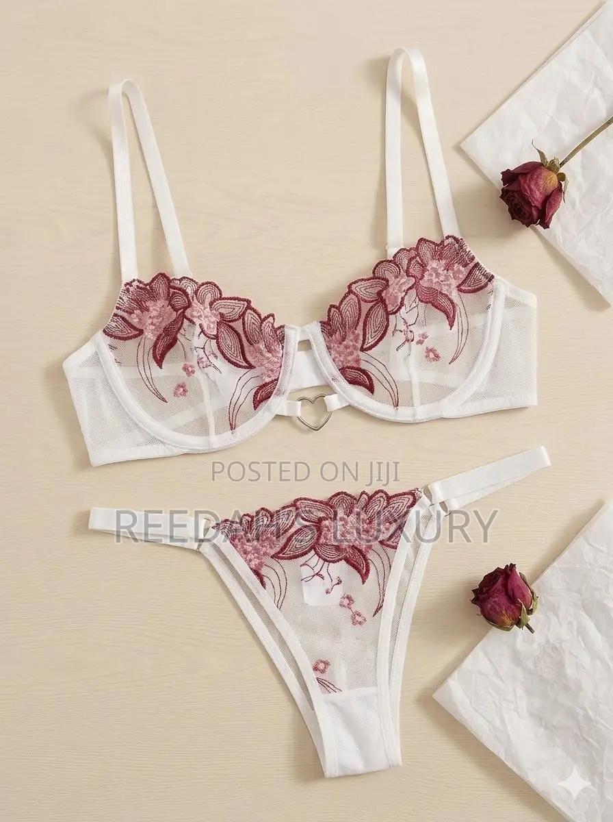 Blushing Rose Embroidered Lingerie Set
