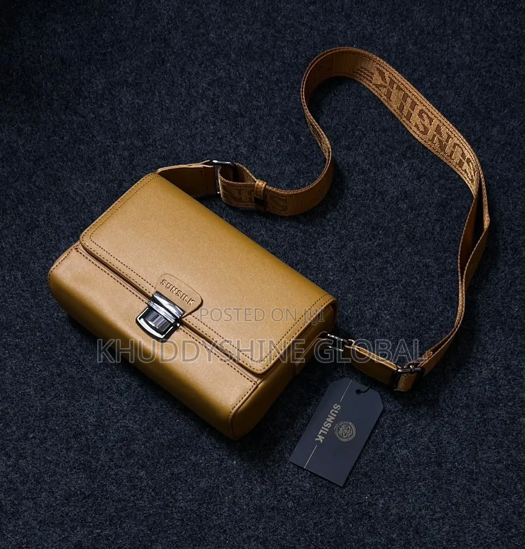 Sunsilk Men's Leather Crossbody Bag With an Adjustable Branded Strap,