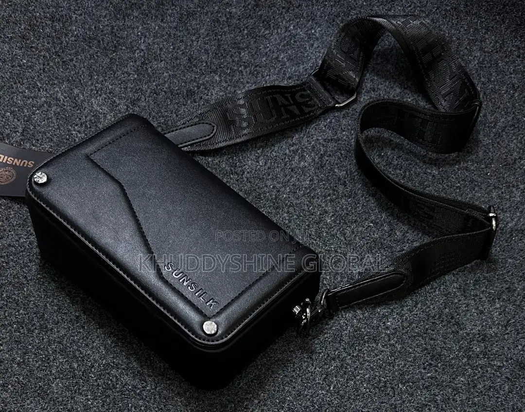Sunsilk Men's Leather Crossbody Bag With an Adjustable Branded Strap,