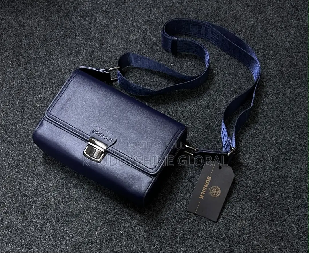 Sunsilk Men's Leather Crossbody Bag With an Adjustable Branded Strap,