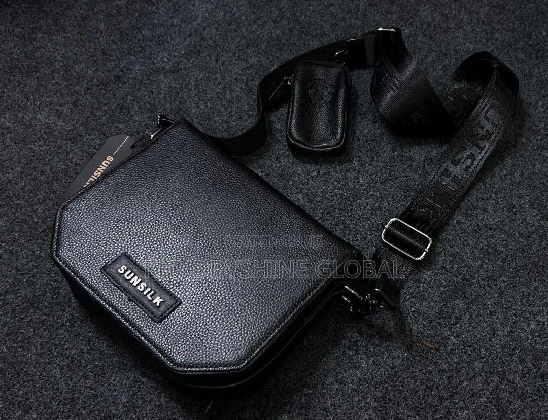 Sunsilk Men's Leather Crossbody Bag With an Adjustable Branded Strap,
