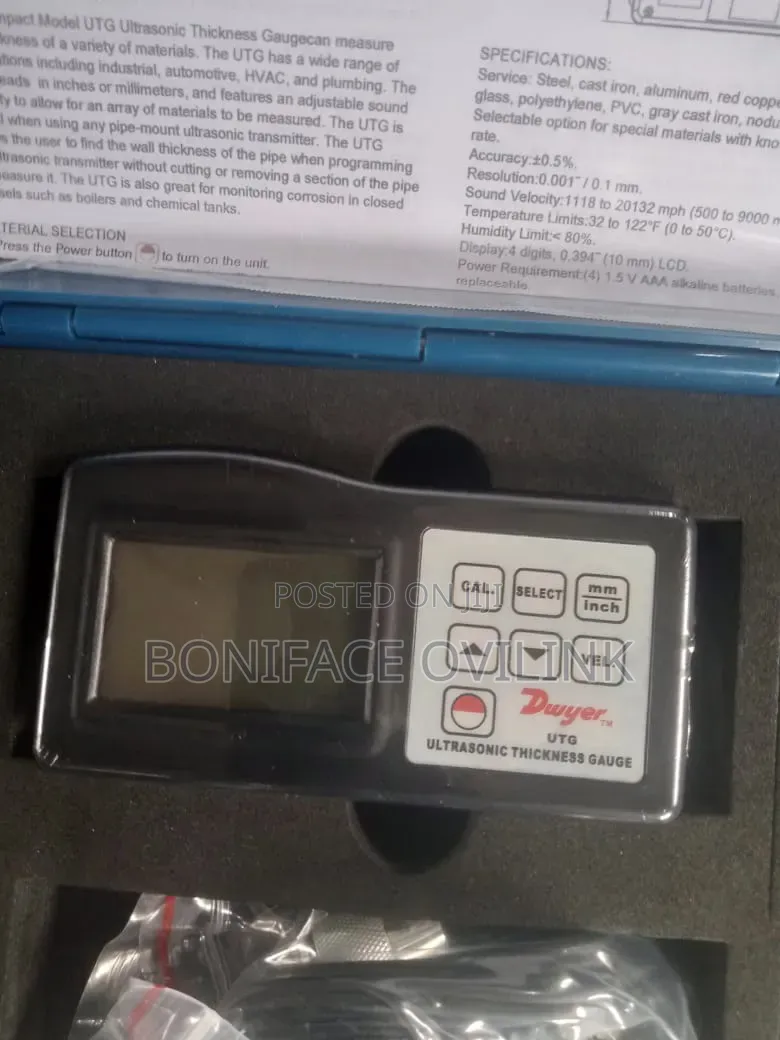 Ultrasonic Thickness Gauge 3–250mm Measurement Range