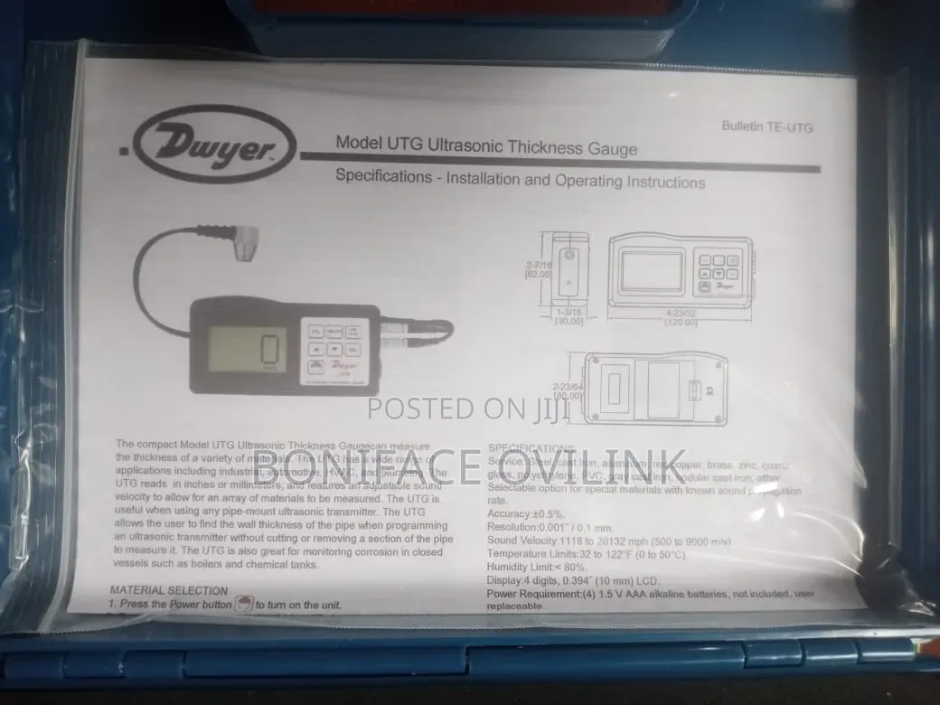 Ultrasonic Thickness Gauge 3–250mm Measurement Range
