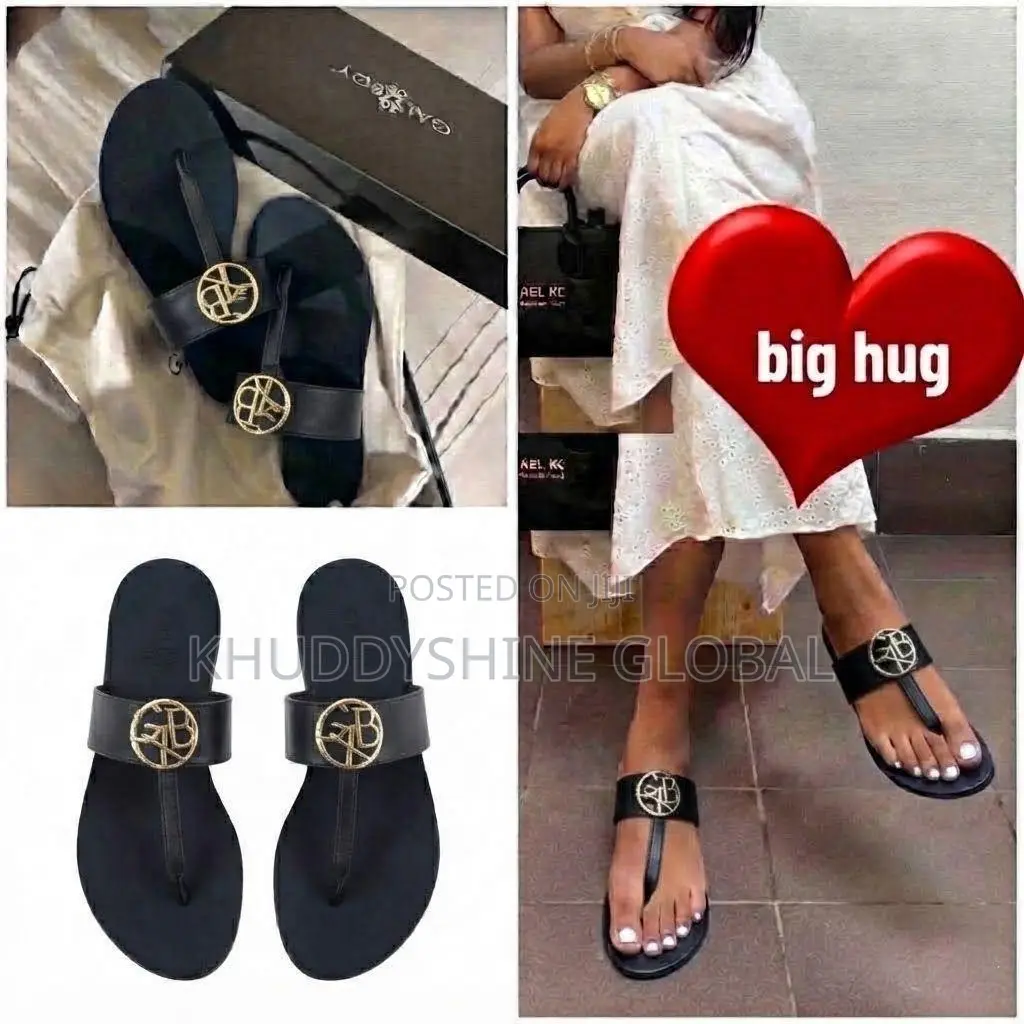 Black GXB Thong Sandals by Galxboy, Featuring a Striking Gold-Toned