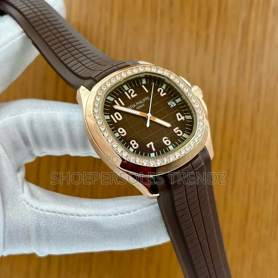 Phillipe Patek Plain and Stoned Frame Rubber Strap.