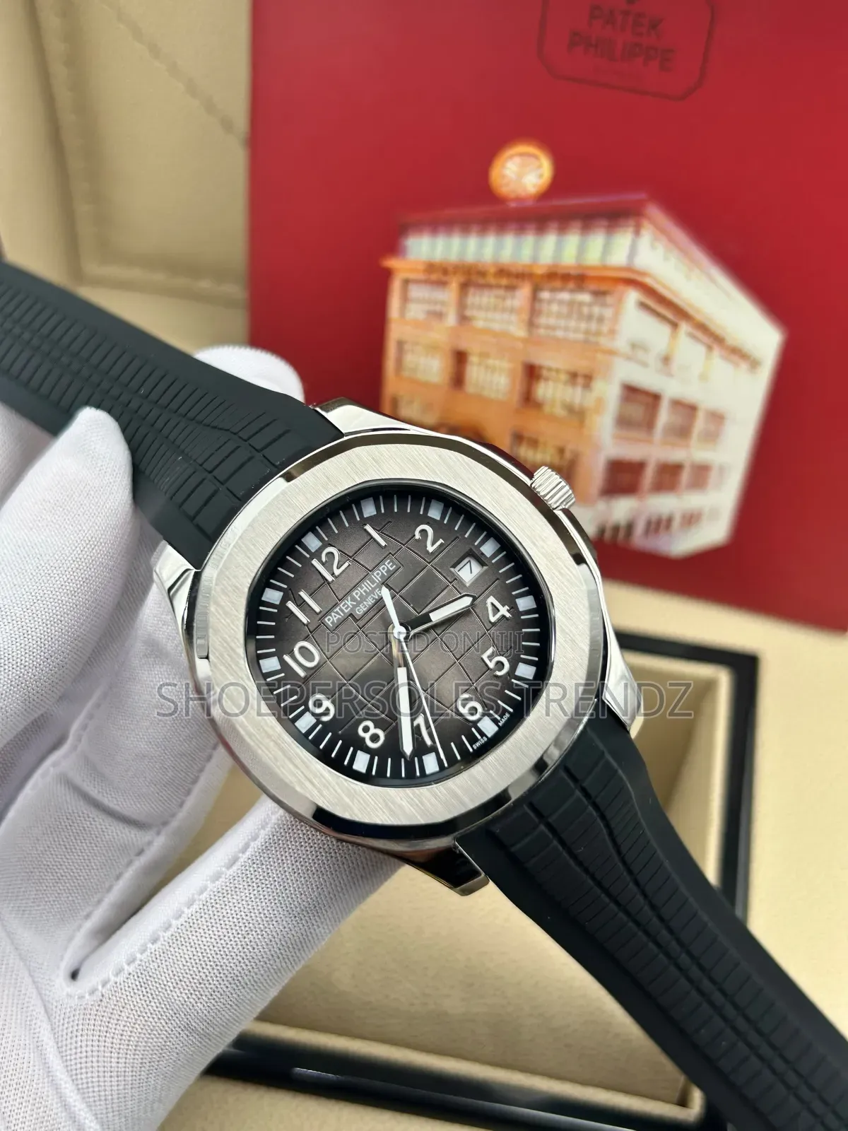 Phillipe Patek Plain and Stoned Frame Rubber Strap.