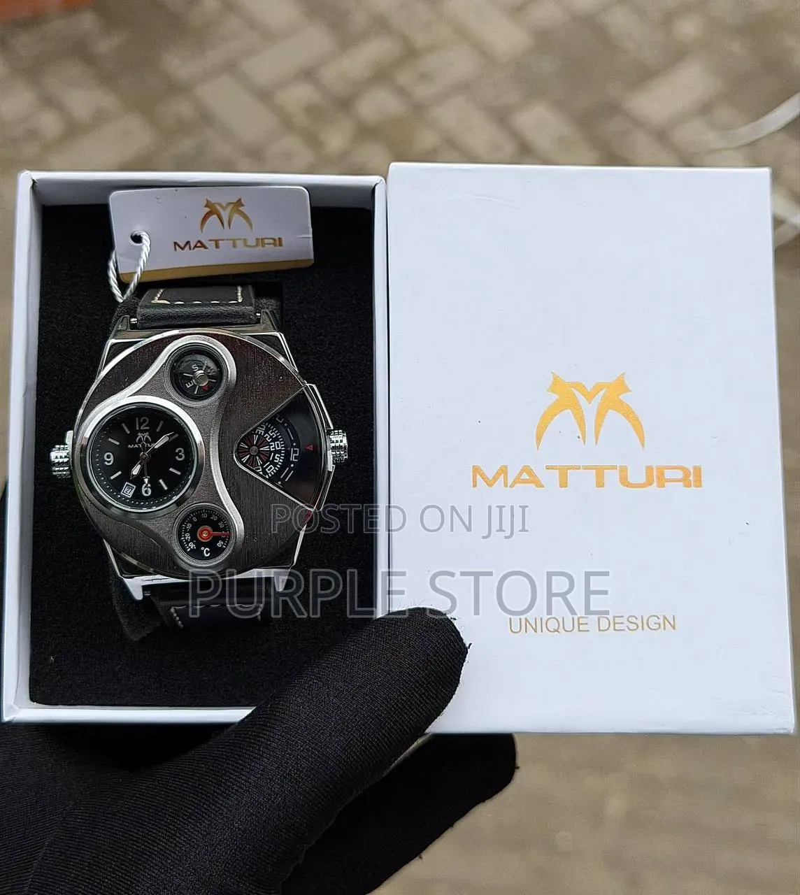 Matturi Leather Multi Time Display Wristwatches