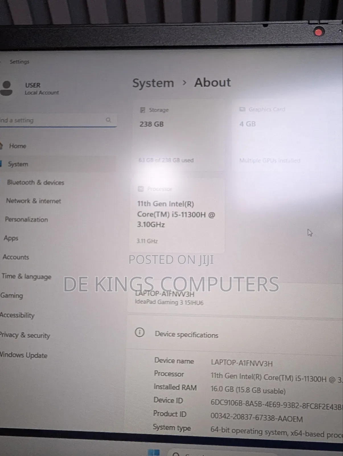 Laptop Lenovo Ideapad Gaming 3 16GB Intel Core i5 SSD 256GB