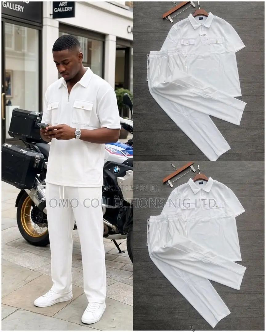 Luxury Men’s 2-Piece Set – Premium Short Sleeve Polo Shirt Trousers