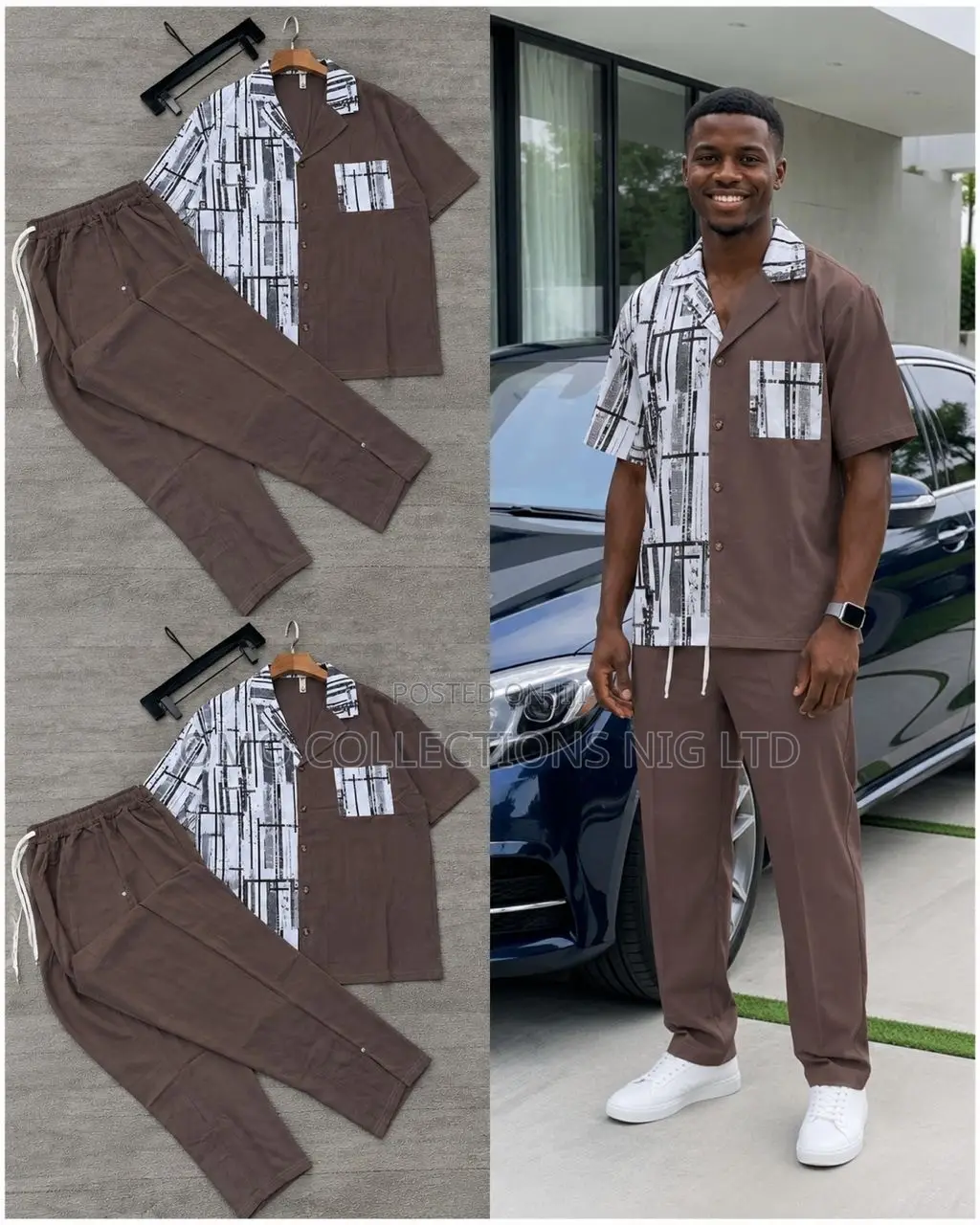 Luxury Men’s 2-Piece Set – Premium Short-Sleeve Matching Trousers