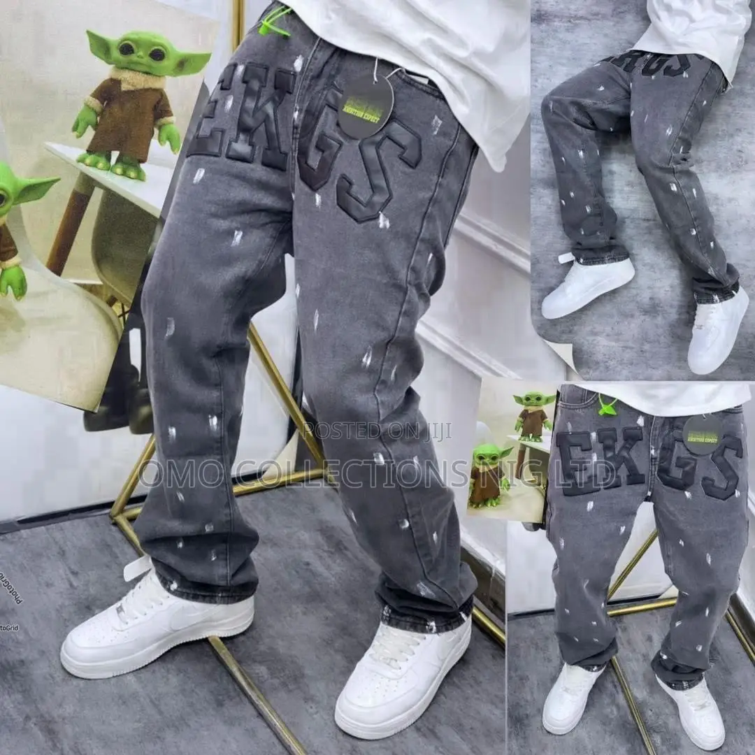 Luxury Men’s Designer Grey Denim Jeans