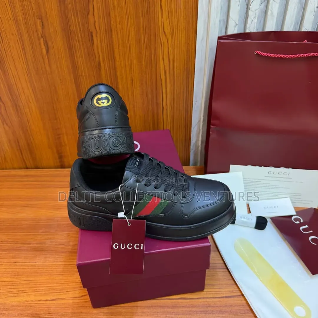 Luxury Update Gucci Men's Chunky Trainers in Black Leather.