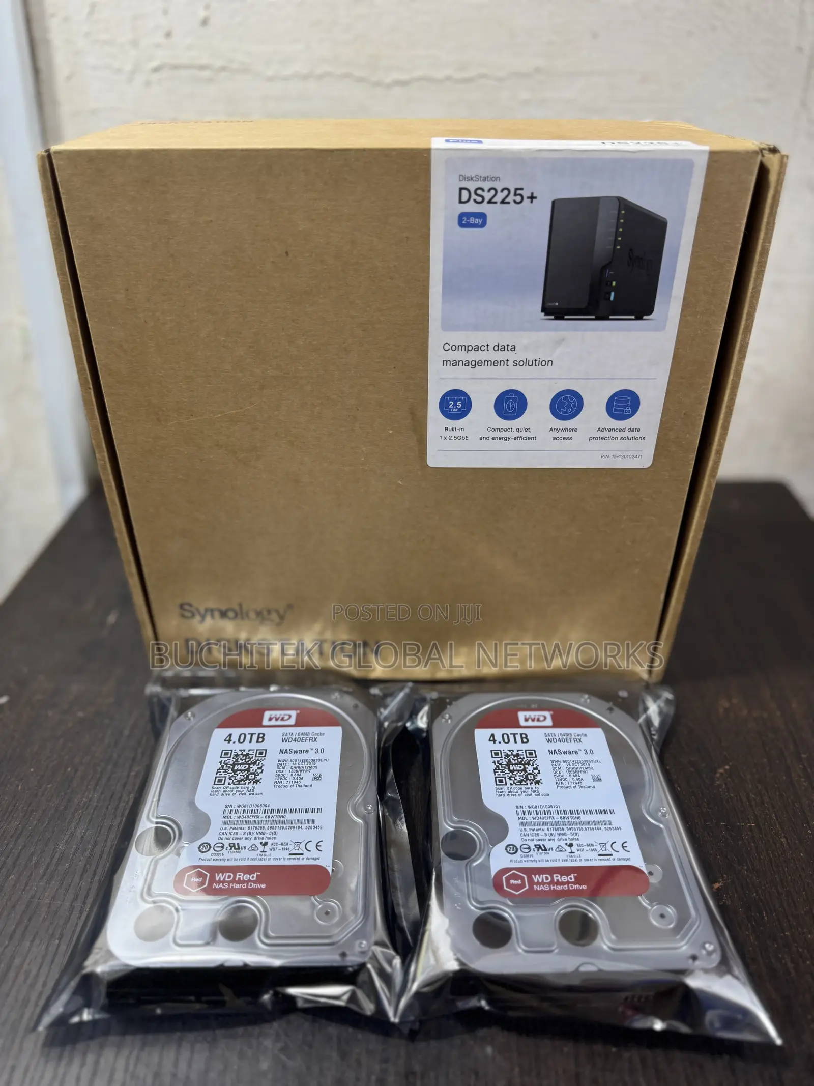 Synology Ds225+ Nas Disk Station and 2units of 4TB WD Red Nas HDD