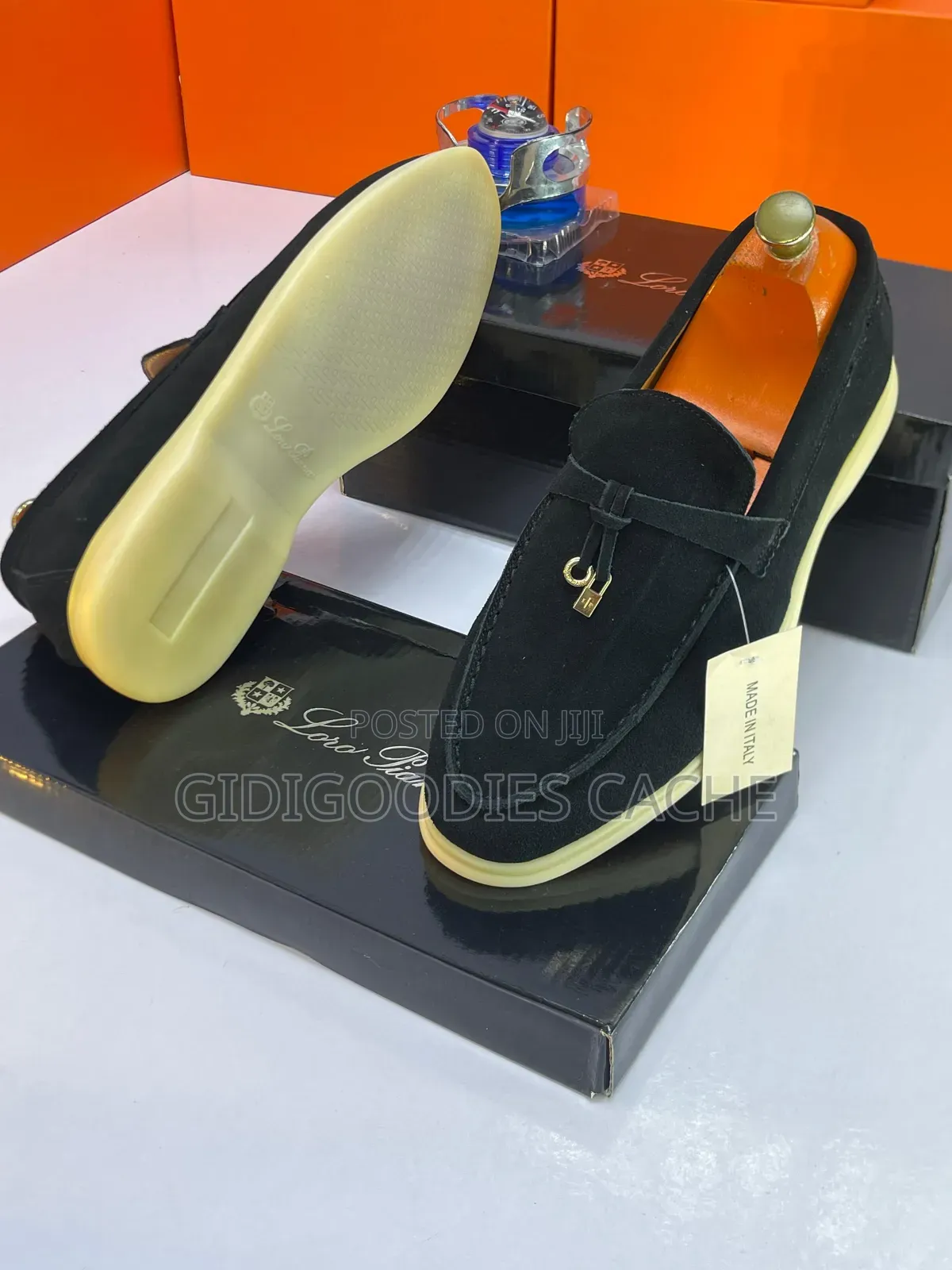 Men's Suede Tassel Loafers in Black/Olive Size 40-46