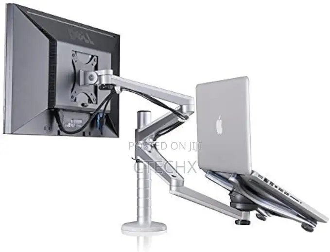 Adjustable Aluminium Laptop Monitor Stand Mount Tilt Swivel Dual Arm