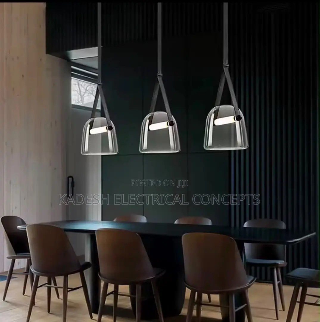 Modern Glass LED Pendant Light Art LeatherDesignerBedside Hanging Lamp