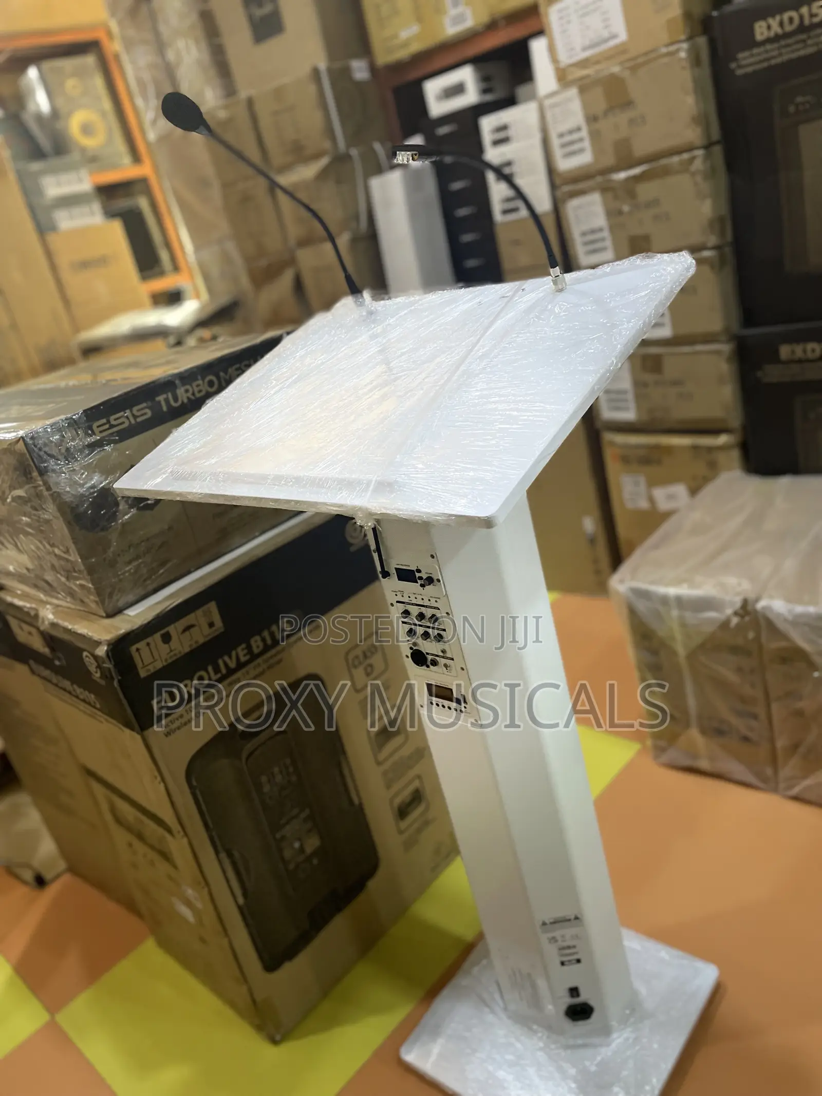 Pulpit Stand With Wireless Microphone System Speaker