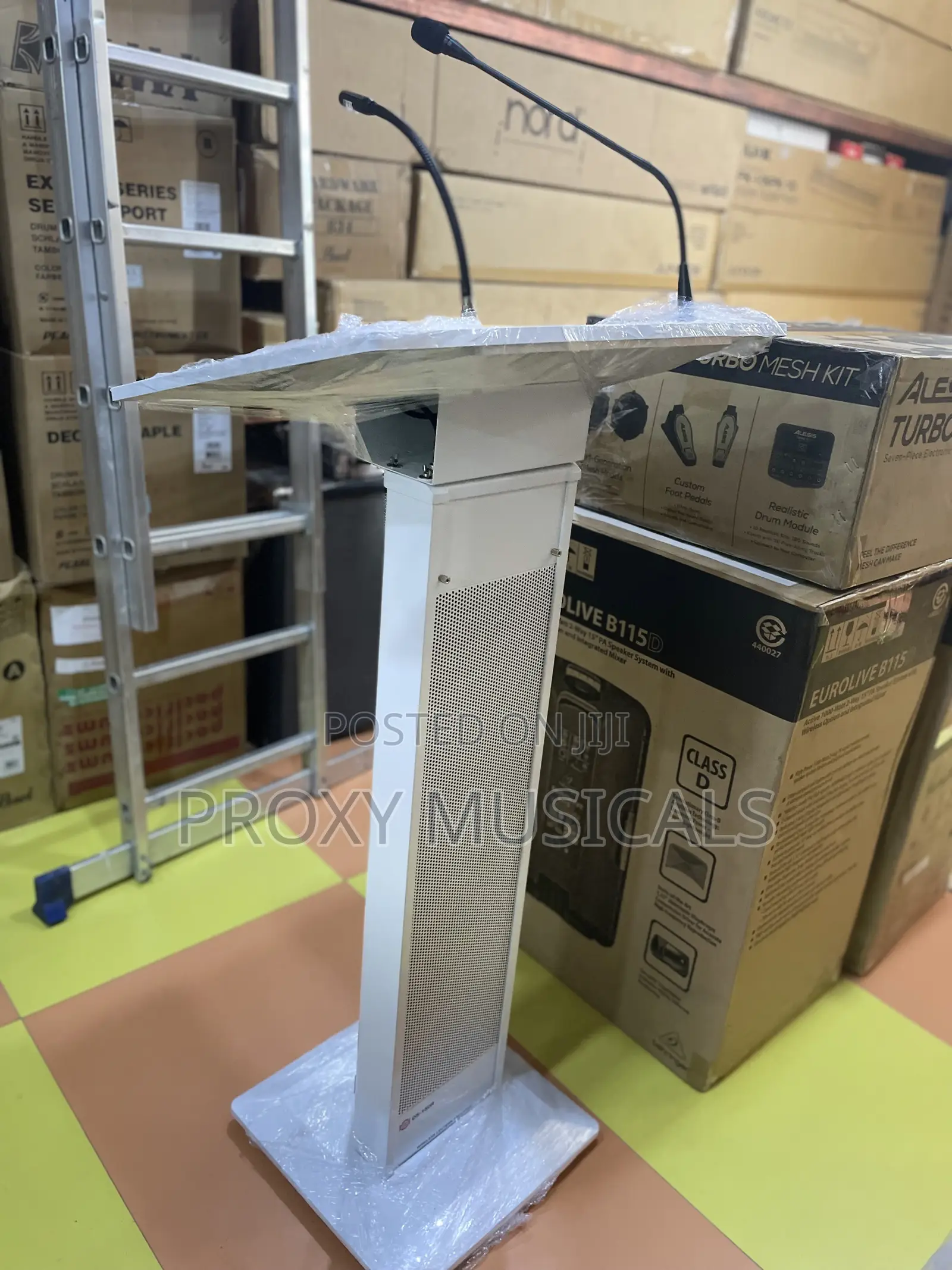 Pulpit Stand With Wireless Microphone System Speaker