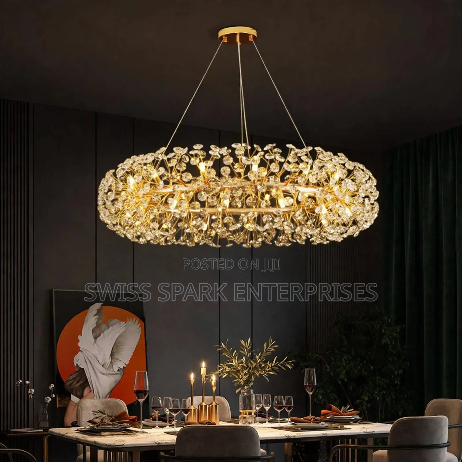 Luxury Oval Crystal Chandelier Dining / Living Room Light