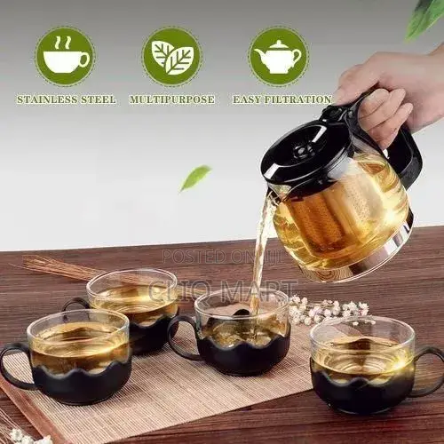 Glass Tea Set 5-Piece – Heat Resistant Jug and Cups Set