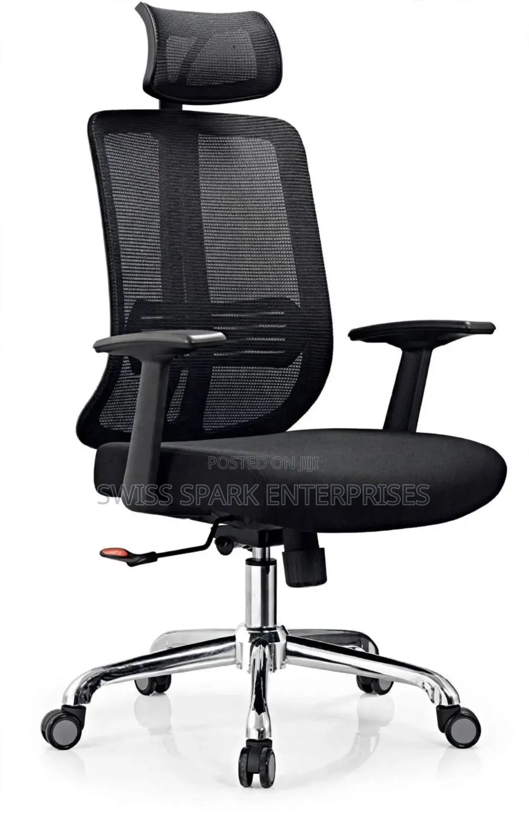 Ergonomic Mesh Office Chair With Headrest Lumbar Support - Black -