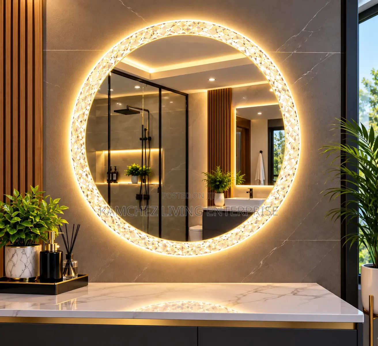 Luxury Crystal Round LED Bathroom Mirror
