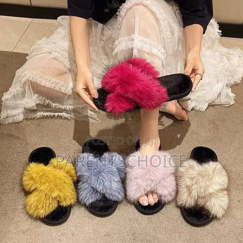 Faux Fur Slide Slippers Sandals
