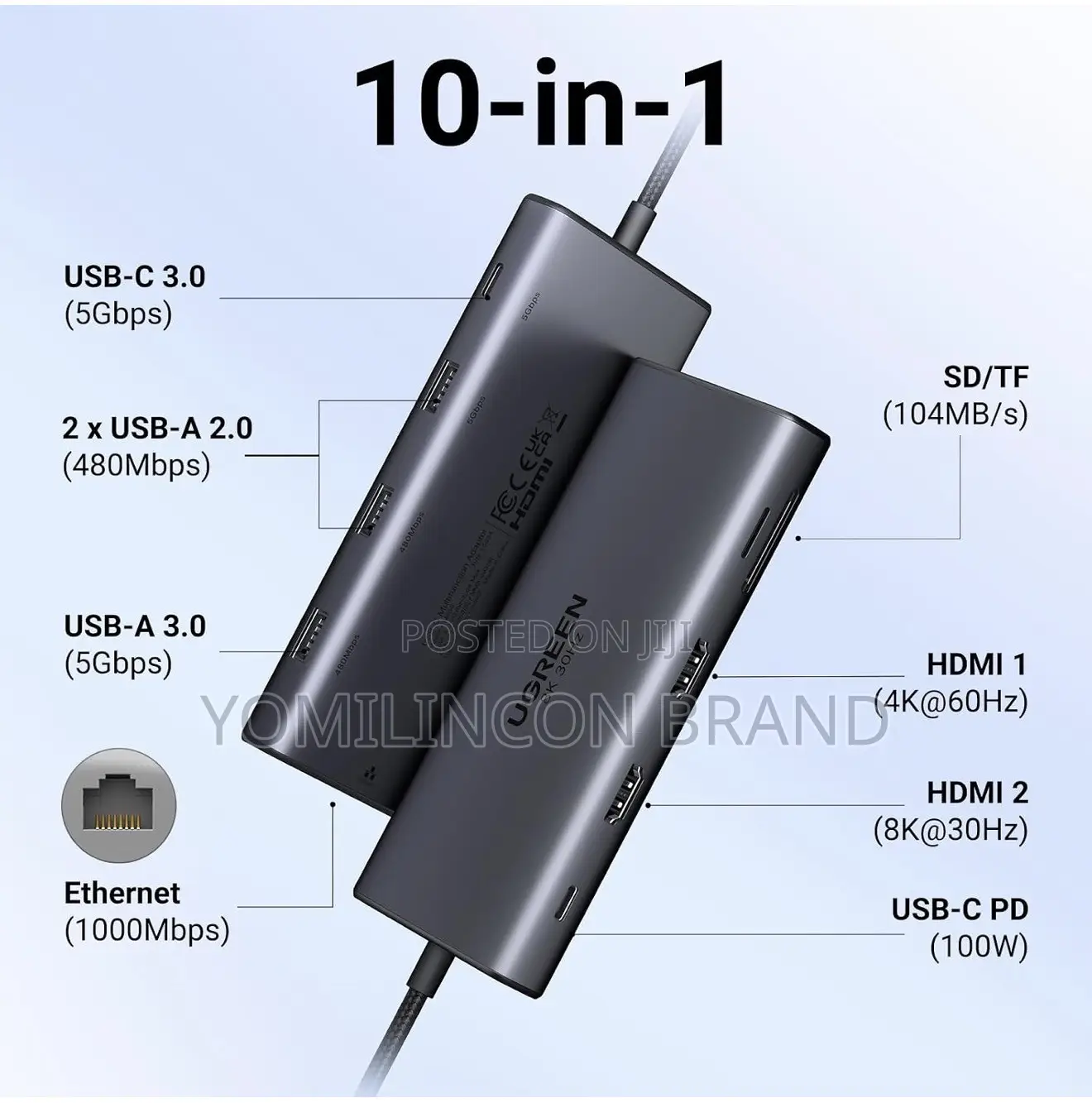 UGREEN USB C Docking Station Dual Monitor, 10-in-1 Laptop