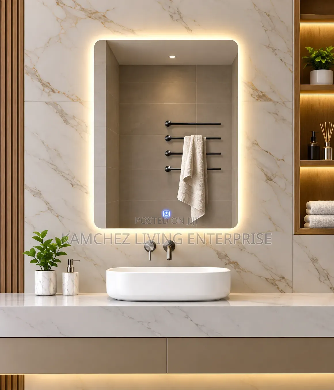 Premium Crystal Clear LED Bathroom Mirror With 3 Light - Wall Mounted