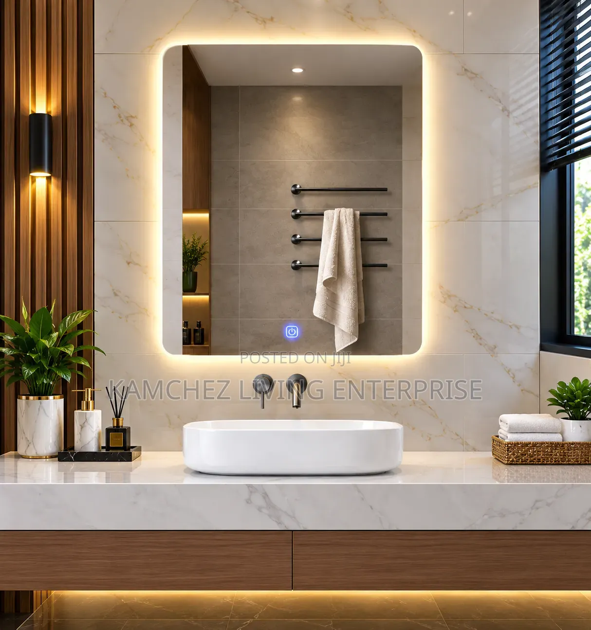 Premium Crystal Clear LED Bathroom Mirror With 3 Light - Wall Mounted