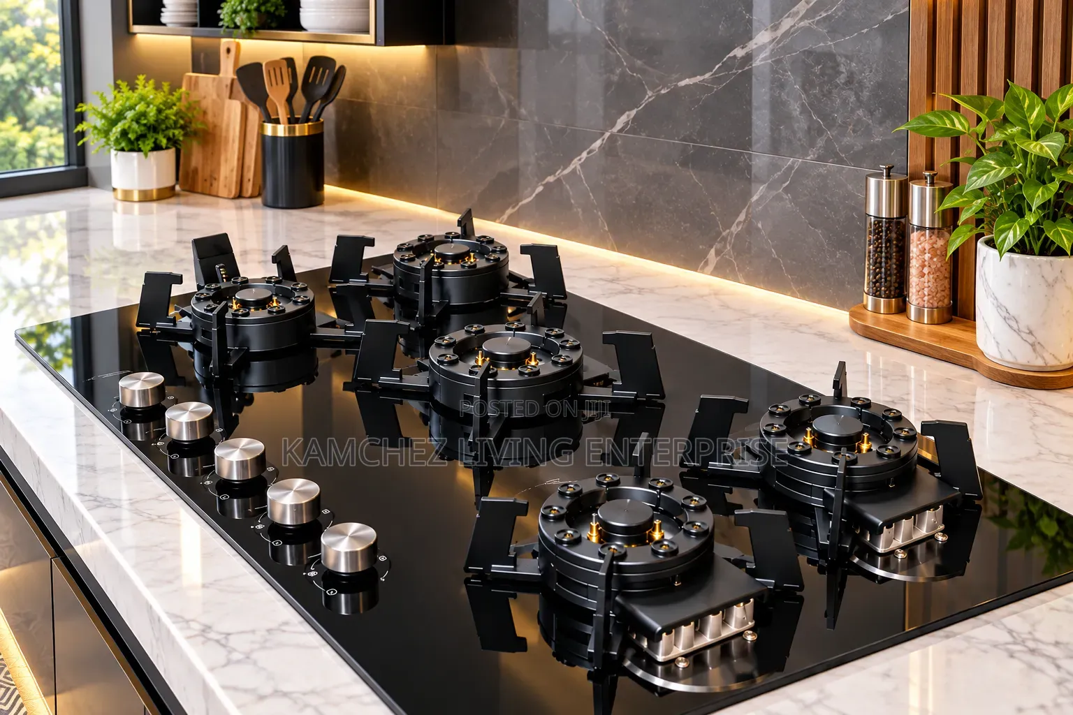 Luxury Flip Up 5 Burner Built-in Gas Coker With Heavy Duty Pan Support