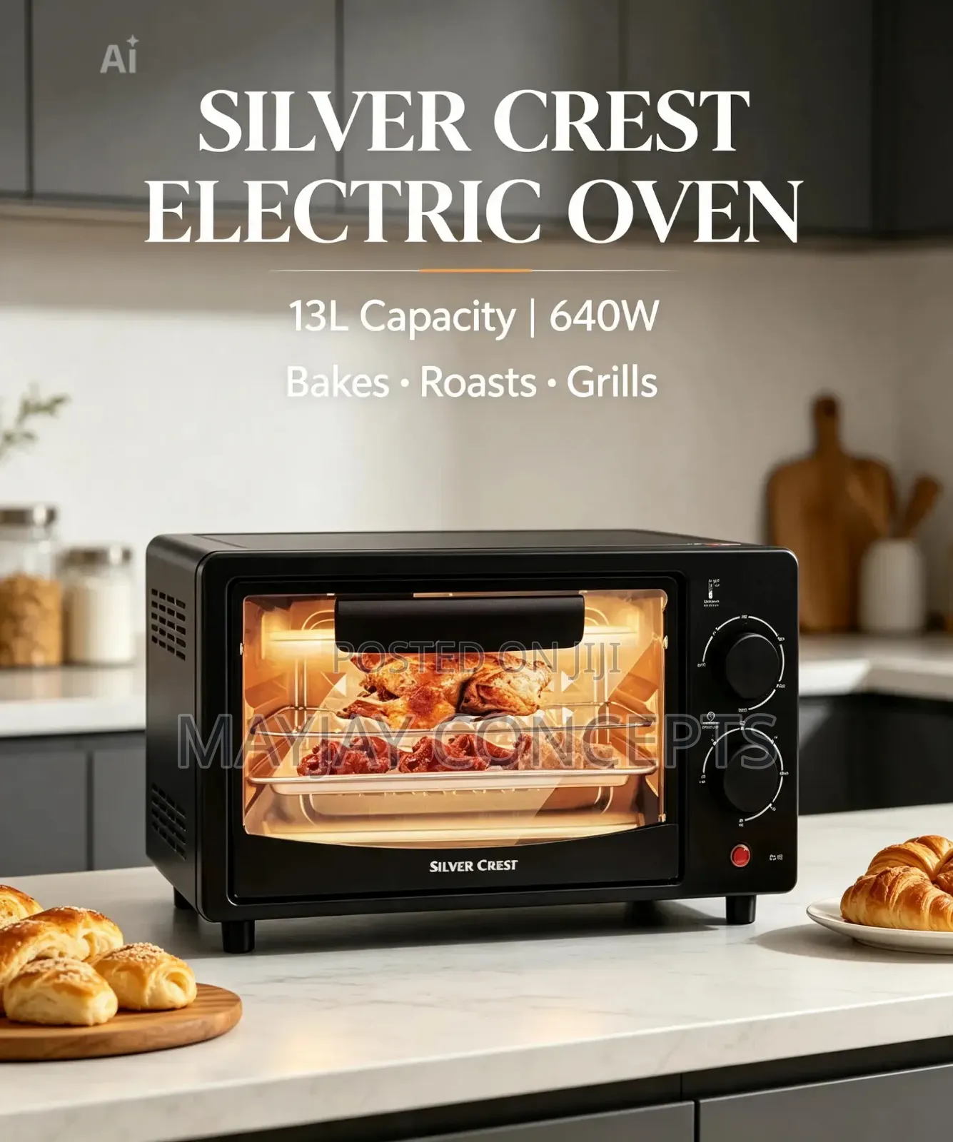SILVER CREST SC-13L 13L Electric Oven With 2 Hot Plates 640W