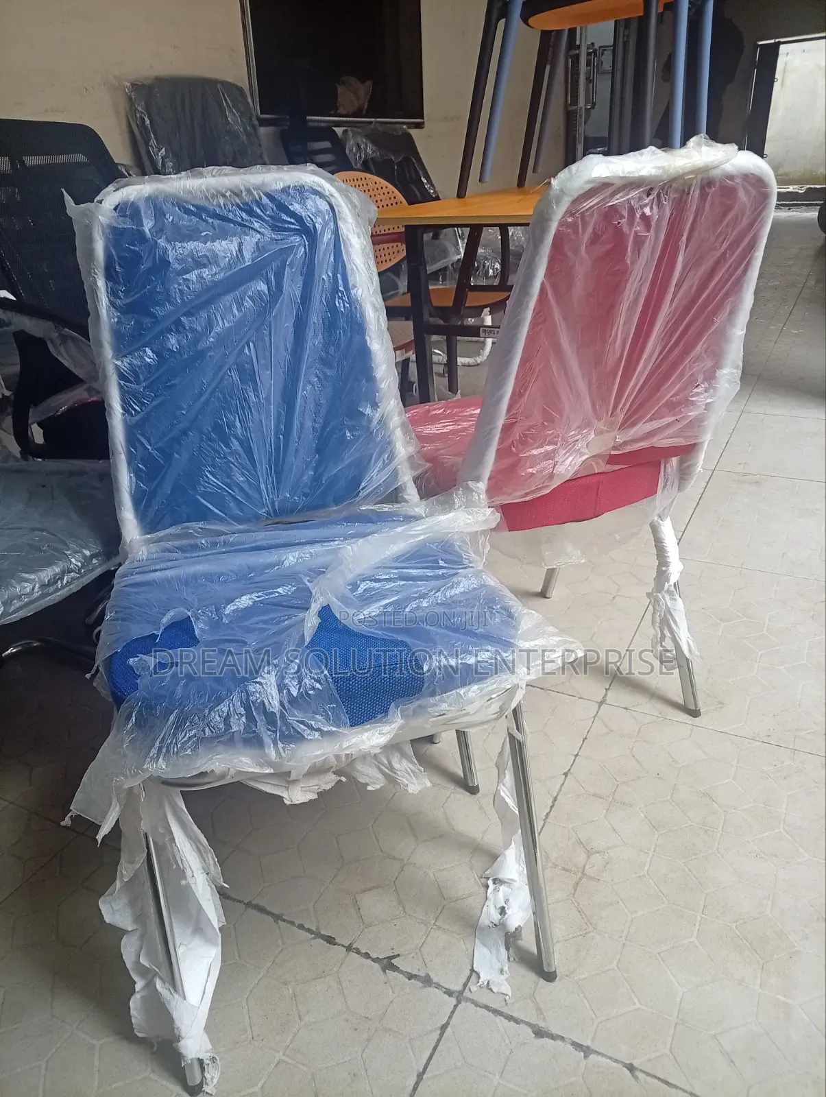 Quality Imported Red and Blue Church Chair