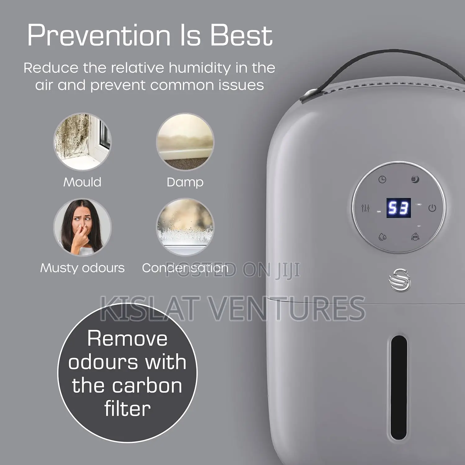 Swan Dehumidifier With Intelligent Humidity Sensor - 155W - 5L