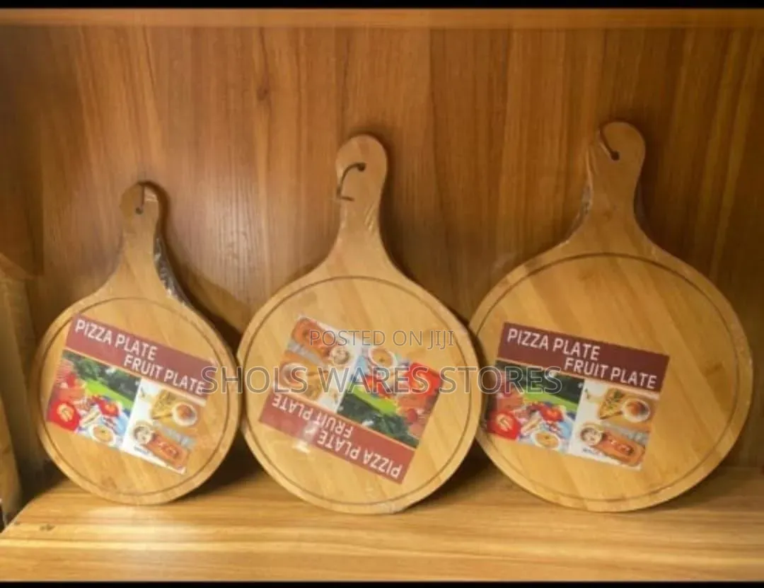 Bamboo Round /Flat Pizza Plate / Fruit Plate With Handle