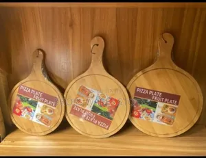 Bamboo Round /Flat Pizza Plate / Fruit Plate With Handle