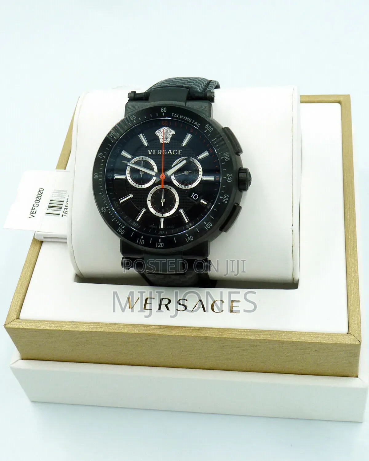 New Versace Elegant Watch Vefg02020 Black Strap
