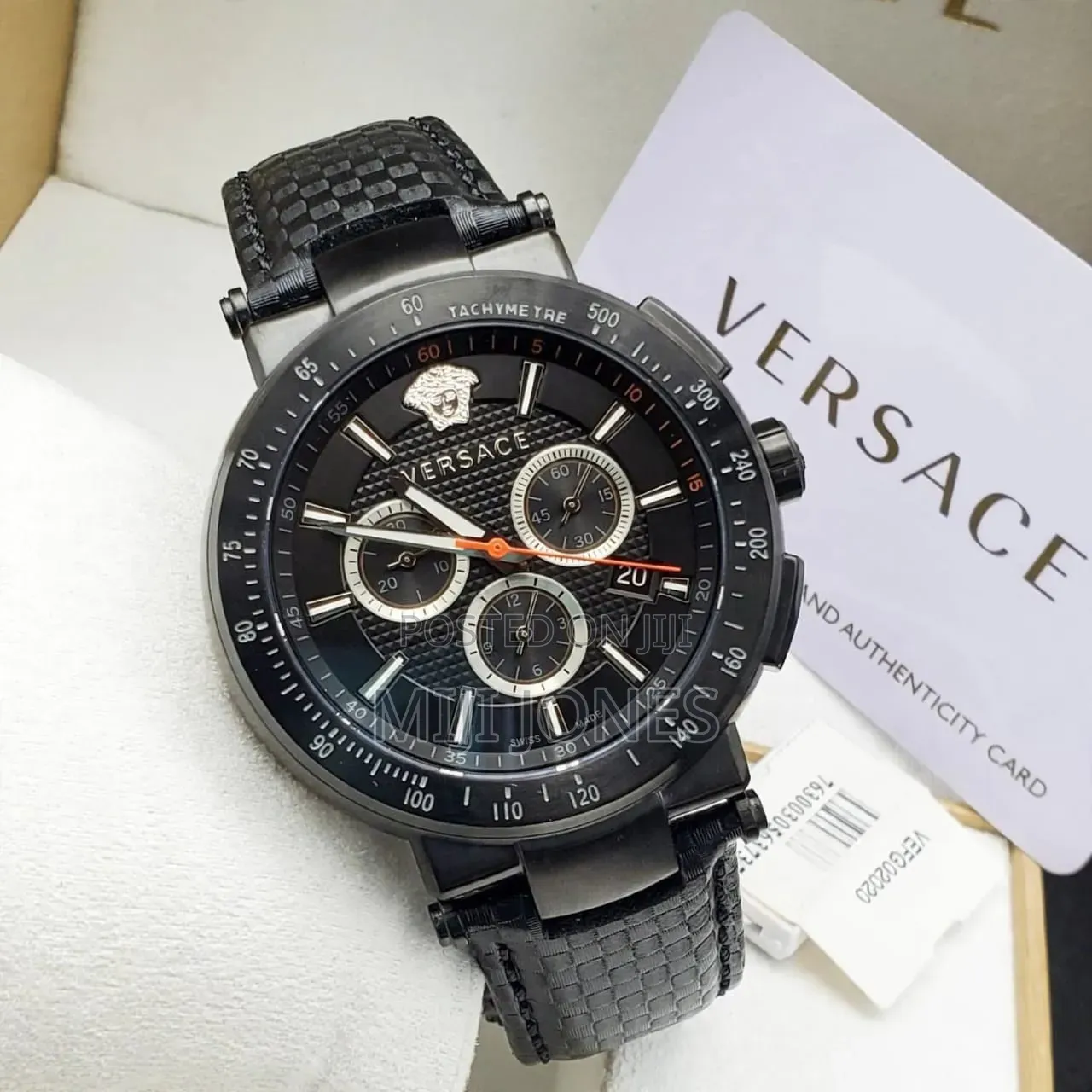 New Versace Elegant Watch Vefg02020 Black Strap