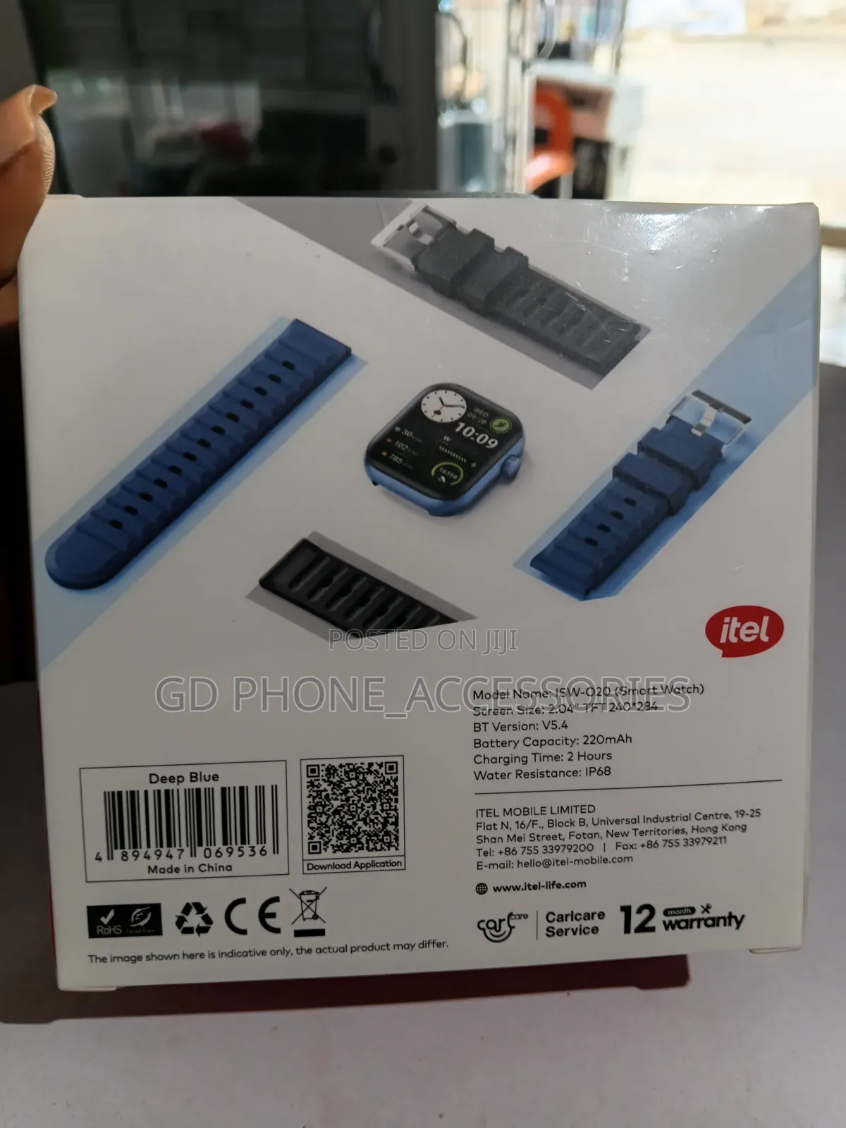 Original Itel Smart Watch FitO20 (2.04" HD Display) + Free Extra Strap