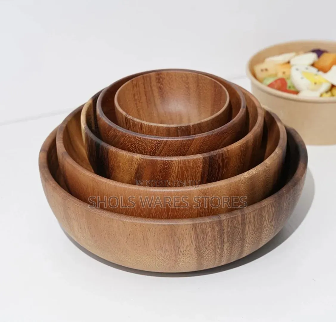 Acacia Wood Nesting Salad Bowls.16,18,20,22.24cm