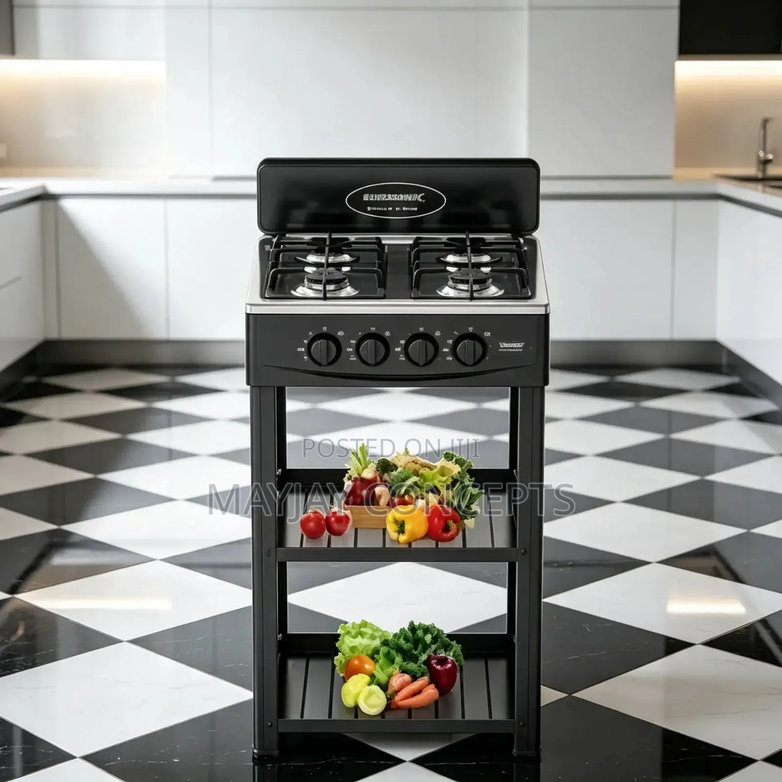 Eurosonic 4-Face Standing Gas Burner With Shelf