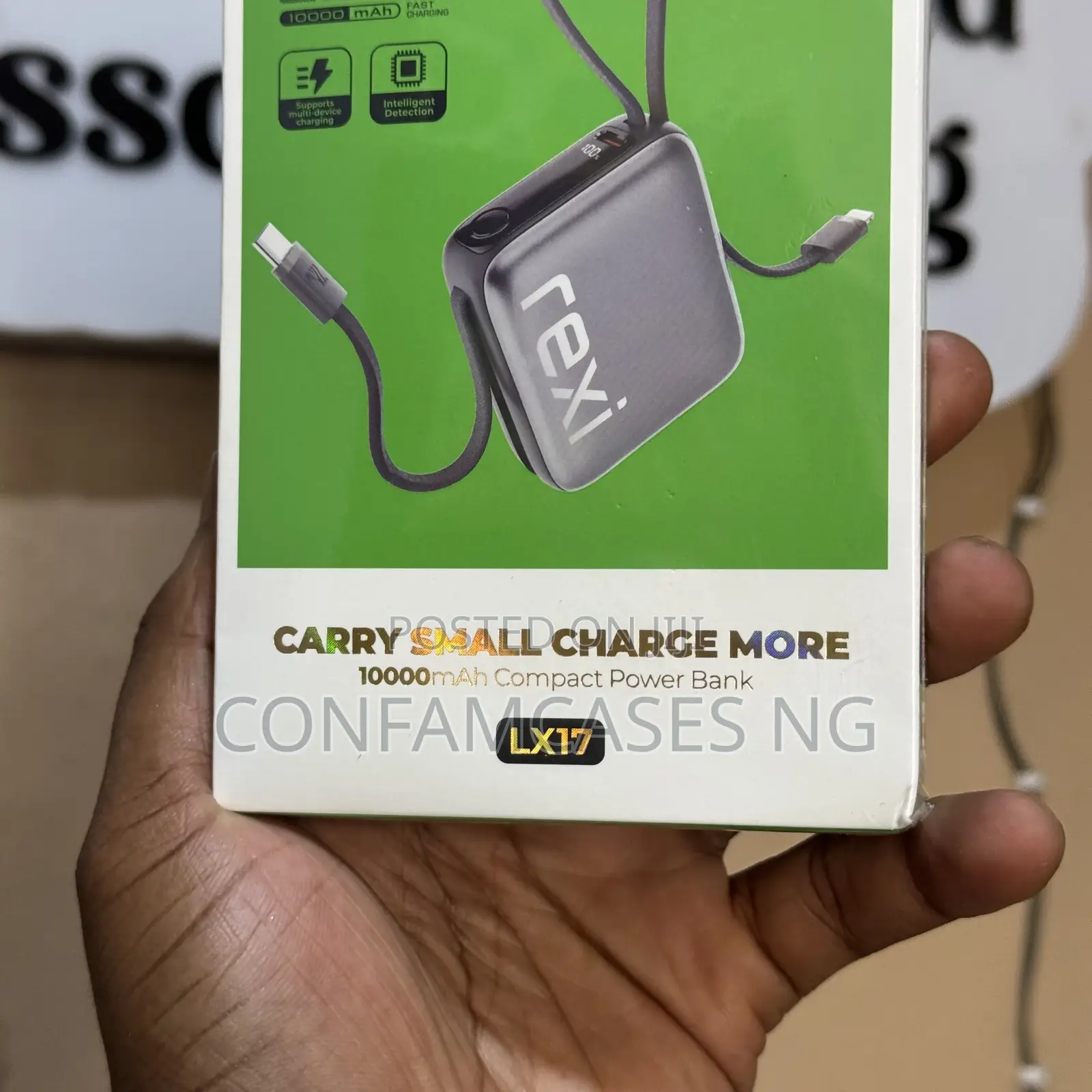 Rexi LX17 10,000mAh 22.5W Fast Charging Power Bank With Inbuilt Cable