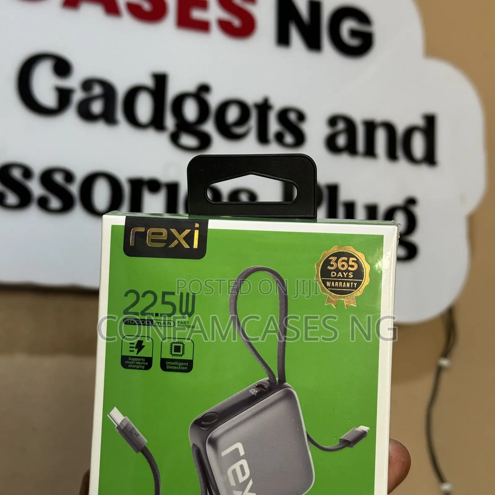 Rexi LX17 10,000mAh 22.5W Fast Charging Power Bank With Inbuilt Cable