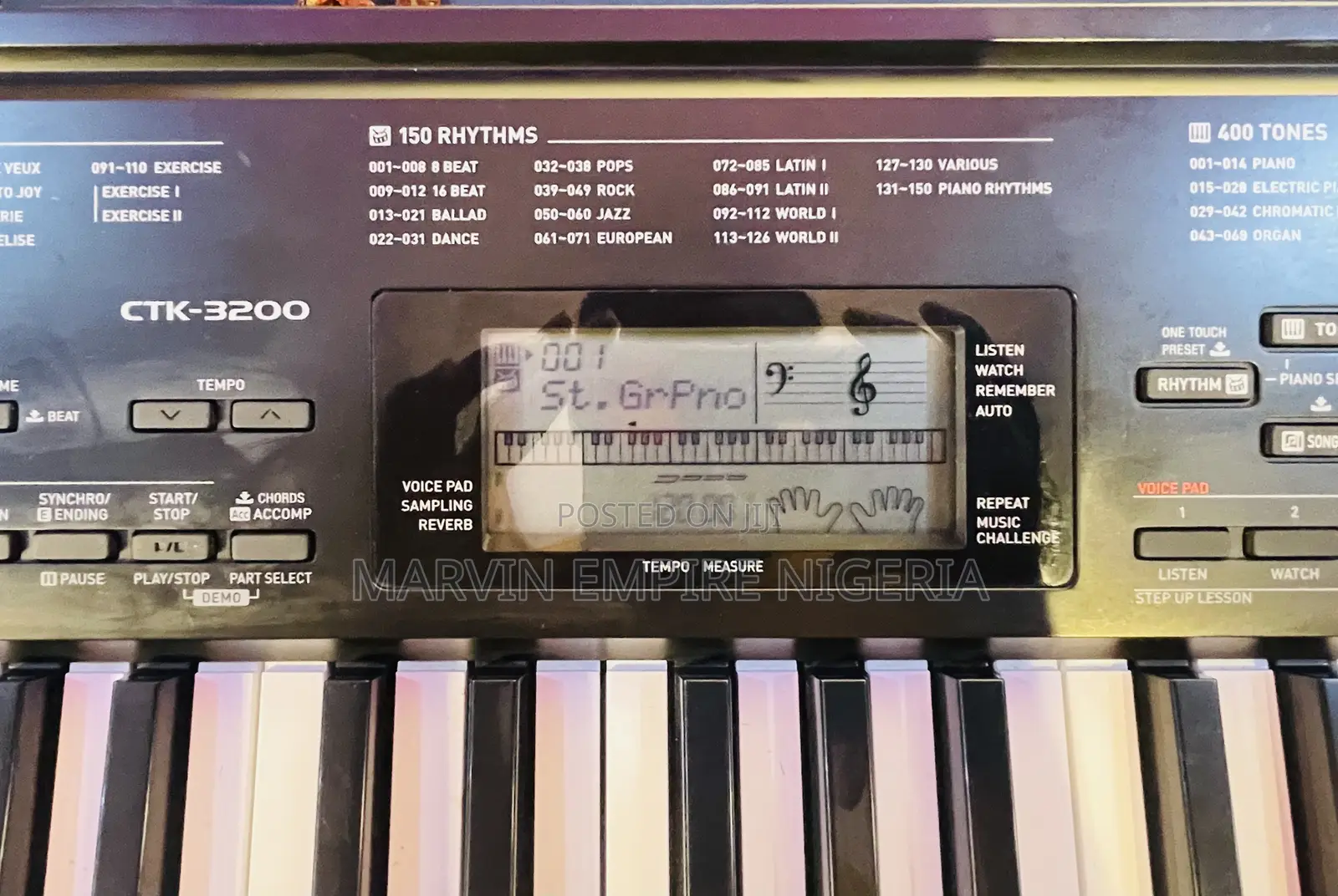 Neat as New Casio CTK-3200 Black Keyboard With Pitch-Bend and Adapter