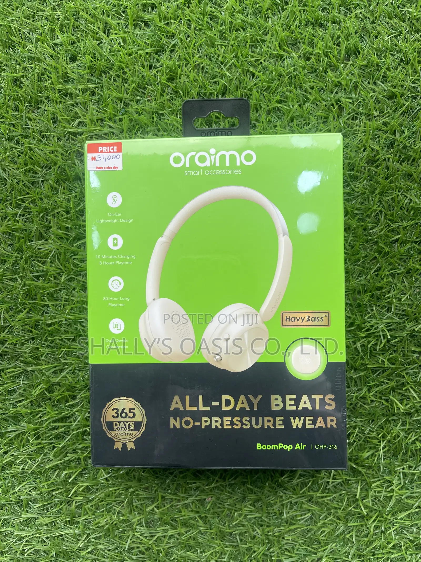 Brand New Oraimo BoomPop Air Wireless on-Ear Headphones - 80-Hours